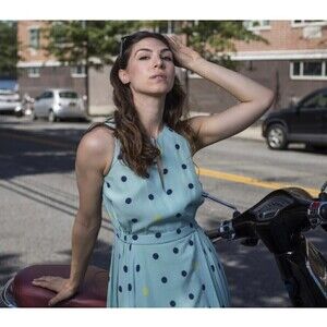 Anthropologie Maple Across The Land Wrap Dress Polka Dot Blue Yellow NWT Size 6